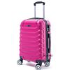 R.Leone Valigia da 1 pezzo Fino a Set 4 Trolley Rigido grande, medio, bagaglio a mano e beauty case 8 ruote in ABS 2026 (Fucsia, M Medio)