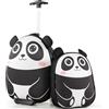 SOARS Set di Valigie 16''+ Zaino 12'' per Bambini 2 Pezzi, Bagagli Serie Animale 2-in-1 con Zainetto da Viaggio Aereo, Trolley con Maniglia Telescopica e 2 Ruote (Bianco Panda)