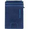 PIQUADRO - Portacarte Automatico con Porta Documenti - Alluminio e Pelle, 3 Porta Carte, RFID - Unisex - Blu