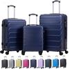 R.Leone Valigia da 1 Fino a Set 3 Bagaglio a mano 55x40x20 Ryanair, Medio, Grande Ultra Resistente Trolley rigido leggero 8 ruote in ABS 2220 (Blu, Set 3 Pezzi S M L)