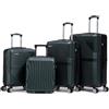 R.Leone Valigia da 1 Fino a Set 4 Trolley Rigido grande, medio, bagaglio a mano 55x40x23 cm Wizz, ITA Airways e bagaglio 45x36x20 cm EasyJet in ABS 8005 (Verde Scuro, Set 4 Pezzi XS S M L)