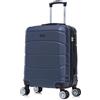 R.Leone Valigia da 1 Fino a Set 4 Trolley Rigido grande, medio, bagaglio a mano 55x40x23 cm Wizz, ITA Airways e bagaglio 45x36x20 cm EasyJet in ABS 8001 (Blu, S Bagaglio 55x40x23cm)