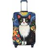 Kaifanee Copertura elastica per bagagli da viaggio, copertura per valigia, copertura antigraffio per bagagli da 18-32 pollici, Gatto adorabile, L(27-30 Suitcase)
