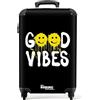 NoBoringSuitcases.com © Valigia rigida con ruote, trolley, bagaglio a mano, 4 ruote, lucchetto TSA (Citazione 'Good Vibes' come opera d'arte graffiti, 55x40x20 cm)