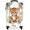 NoBoringSuitcases.com Valigia Bambini,Trolley Bambino, Valigia Per Bambini, Valigia Bambino, Trolley Ragazzo, Valigia Bimbo, Trolley Bagaglio a Mano 55x40x20 cm (Cucciolo di leopardo - Marrone)
