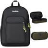 Invicta Zaino Scuola Jelek Plus City, Nero, Doppio Scomparto Con Tasca per PC e Tasca per Borraccia, 34 lt, Scuola Media e Superiore, Zaino Ragazza e Ragazzo + BUSTINA R.PLUS INVICTA LOGO