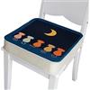 FANSU Cuscino Rialzo da Sedia per Bambini, Fansu Comodo e Facile da Pulire Smontabile Regolabile Cuscino Alzasedia per Seggioloni Cuscino Seduta per Sedia da Giardino (Gatto blu,40x40x5cm)