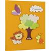 Fabula Linea Foresta - Album Fotografico Diario Nascita Formato 19x25 cm - 28 Pagine - Leone e Albero con Copertina Colore 188 Giallo con Applicazioni in Legno - cod. 941