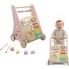 BUDDY BABY Montessori- Walker Baby in legno - Passeggino per primi passi con giocattoli e attività - Carrello tapis roulant per bambini +12 mesi (Lapponia/Rosa)