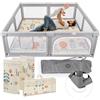 MS BabyWorld - Recinto per bambini XXL + Tappeto gioco per bambini 180 * 200 cm - Tappeto bifacciale, altamente imbottito (spessore 1,5 cm), Box molto grande e alto - pieghevole e con borsa trasporto