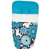 Originalbaby Sacco universale per passeggino, con coprigambe, in pile, sfoderabile con cerniere, lavabile in lavatrice, motivo fiori turchesi