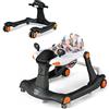 COSTWAY Girello per bambini 2 in 1, Girello con Altezza e Velocità Regolabili, Carillon con Luci e Cuscino Comodo, Primi Passi per Bambini 6-18 Mesi, Capacità di carico: 15 kg (Nero)