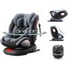 Aveainelle Seggiolino Auto Ruotabile a 360° con Poggiatesta Regolabile, Seggiolino Auto Regolabile Multifunzione, Rivestimento in Tessuto Rimovibile (Grey)