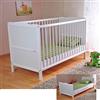 Marsell - Lettino per bambini con materasso in schiuma con rivestimento con aloe vera e sbarre protettive, regolabile in altezza, trasformabile in una culla, di colore bianco