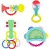 INFANTINO Baby's 1st Teethe and Play Music Set - Baby Essentials 4 Piece Gift Set, Instrument Themed teethers and rattles for Sensory Stimulation and Motor Development, BPA Free