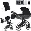 Junama Passeggino TRIO Diamond S 01 Nero e Argento - 2in1 3in1 4in1 + ombrellino (2 in 1)