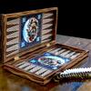 Senza marchio Set backgammon extra large fatto a mano - tavola di legno artistica...