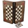 Senza marchio Set Backgammon 100% Legno Massello Fatto a Mano Gioco Mosaico da Tavolo...