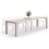 Mobili Fiver, Tavolo Consolle Allungabile First, 45(305) x90 cm, Olmo Perla, fino a 14 posti, Consolle da Cucina e soggiorno, Made in Italy