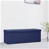 Tidyard Cassapanca Pieghevole Blu in Simil Lino,Panca Portaoggetti Pieghevole,Panche Contenitore per Ingresso,Ottomane per Camerette,Contenitore Portaoggetti,Pouf Cassapanca,Panca Ingresso