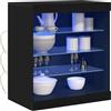 vidaXL Madia LED Rovere Nero 60,5 x 37 x 67 cm Legno multistrato, Mobile da pranzo moderno, sideboard rettangolare, unità di stoccaggio resistente, luci LED RGB, stile per la tua casa