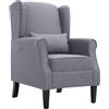 vidaXL Poltrona con Cuscino Artigianale Classica Design Elegante Seggiola Arredo Casa Telaio e Gambe in Legno Grigio Scuro in Tessuto