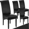 tectake® Set 4 Sedie Sala da Pranzo Ergonomiche, Sedie Moderne Sala da Pranzo con Gambe in Legno Massiccio, Sedie Comode per Ideali per Soggiorno e Cucina, Design Elegante - Nero