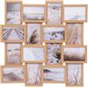 ATMOSPHERA CREATEUR D'INTERIEUR Atmosphera - Cornice portafoto da parete in legno naturale, 58 x 58 cm, contiene 16 foto - Decorazione per soggiorno e camera da letto