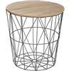 ATMOSPHERA CREATEUR D'INTERIEUR Atmosphera - Tavolino laterale Kumi Basket - Nero ed effetto legno, P. 40 x H 41 cm, con vano contenitore integrato - Per soggiorno, camera da letto, tavolino d'appoggio