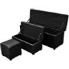 vidaXL Set 3 pz panchine di stoccaggio e poggiapiedi in Pelle Artificiale Nero