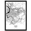 Nacnic Poster con la Mappa Taipei - Taiwan. Città asiatiche Fogli con Mari e fiumi, in Colore Nero. Formato A3