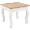 CLP Tavolino in Legno Quadrato 50x50 cm Alma, Tavolo da Salotto con Piano in Legno Mindi e Gambe Shabby Chic, Stile Country, Colore:Natura/Bianco