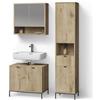 Livinity Set di mobili da bagno ATERNO, Quercia vichinga 70 cm | 3 pezzi · Mobile sottolavabo · Armadietto a specchio · Mobile alto