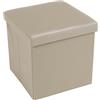 Tata Home Pouf Contenitore Scatola Sgabello Poggiapiedi Pieghevole Salvaspazio in Ecopelle cm 38x38x38 Eddy Colore Beige