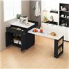 Wyibwy Isola da cucina con tavolo da pranzo allungabile per 4-6 persone,prese elettriche,armadietti,2 cassetti e 2 ripiani aperti sui lati,tavolo con piano d'appoggio bianco,armadietti neri
