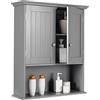 COSTWAY Mobiletto Pensile da Bagno, Mobile Armadietto Bagno sospeso con 2 Porte, Armadietto a Muro delle Medicine, Mensola Regolabile, Capacità di 30 kg (Grigio)