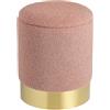 Baroni Home Pouf Poggiapiedi Contenitore in Sherpa, Sgabello Imbottito Resistente per Interno per Camera da Letto, Soggiorno, 31x31x37 cm, Rosa