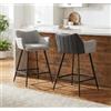 Ya-Home Set di 2 Sgabelli da Bar Sgabelli Cucina Sgabelli Alti imbottiti con Schienale in Ecopelle & Lino Sedia da Bar Moderna con Gambe in Metallo per Cucina Bancone, Grigio