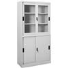 Tidyard Armadio Archivio,per Ufficio,Acciaio,Grigio Chiaro,con Vetrina,4 Ante Scorrevoli,90x40x180 cm,Armadio Archivio Metallo,Schedario Ufficio Metallo,Archivio,Metallico,Ante Sorrevoli,con Ripiani