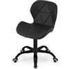 NMK HOME Sedia Scrivania con Ruote - Sedia Imbottita Ufficio con Imbottitura Geometrica e Base Cromata - Regolazione Altezza