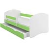 ACMA II Letto Junior 160x80 cm Verde con Materasso e Rete a Doghe - Letto per Bambini con Sponde di Sicurezza, Portata fino a 120 kg, Variante con Cassetto