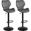 LANTUS Set di 2 sgabelli da bar regolabili in altezza Coppia Sgabello da Bar Cucina Sgabello Alto con schienale in Simipelle Sedia Alta da Sala Pranzo con Poggiapiedi Antracite-grigio scuro-2PC