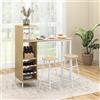 GIANTEX Tavolo Alto con Sgabelli 3 pz Tavolino e Bancone Bar, Penisola Cucina con Sgabelli, Tavolo Bistro in Forma Quadrata 120x40x90 cm, 4 Colori (Naturale)
