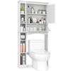 GIANTEX Armadietto WC con ante mobile da bagno autoportante sopra la toilette, armadietto per lavatrice con mensola da bagno regolabile, 80 cm x 21 cm x 165 cm