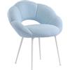 SUPPNEED Sedia da toeletta in tessuto Teddy, poltrona relax a forma di fiore, gambe bianche, poltrona con imbottitura di lusso per soggiorno, camera da letto, balcone, studio (azzurro)