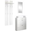 MB Muebles Bonitos, Set Scarpiera Ingresso Paola, con Specchio e Attaccapanni, LED, Melamina, Bianco