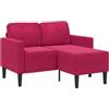 vidaXL Divano 2 Posti con Chaise longue a L Rosso Vino 125 cm Velluto, divano a 2 posti camera da letto, divanetto, divano a due posti