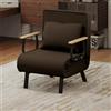 Fabulcozy Divano Letto Convertibile 1 Posto Sedia Letto Regolabile, Fodera Rimovibile Cuscino Morbido, Piedi in Metallo per Soggiorno/Ufficio (Marrone)