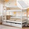 Kids Collective Letto a soppalco per bambini, letto a castello, letto per bambini | Incl. 2 materassi, 2 cassetti, sicuro e funzionale | Misure: 80x180, 90x190, 90x200 cm | 80x180 cm da 3 a 12 anni | Bianco