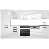 B BELINI GROUP Belini, Rose - Cucina monoblocco, 300 cm, cucina componibile, senza elettrodomestici, con armadietti pensili e mobiletti, con piani di lavoro, bianco lucido